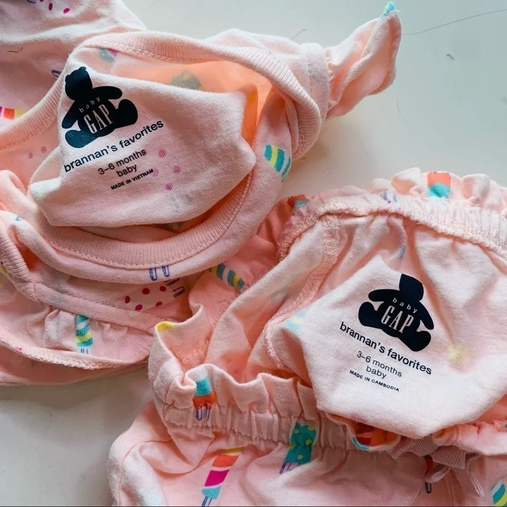 Baby Gap Summer pink popsicle onesie shorts 3-6 m